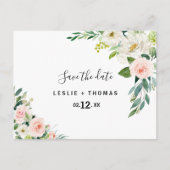 Groen Elegant Bloemen Save the Date Briefkaart (Voorkant)