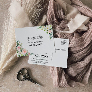 Groen Elegant Bloemen Save the Date Kaart