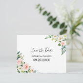 Groen Elegant Bloemen Save the Date Kaart (Staand voorkant)