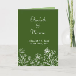 Groen elegant bloemenbruiloft programma