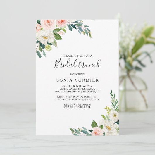 Groen Elegant Bruids Brunch Kaart (Staand voorkant)