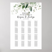 Groen elegant bruiloft zitgrafiek 16 tafels poster (Voorkant)