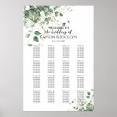 Groen elegant bruiloft zitgrafiek 16 tafels poster (Voorkant)