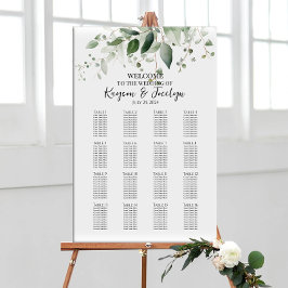 Groen elegant bruiloft zitgrafiek 16 tafels poster