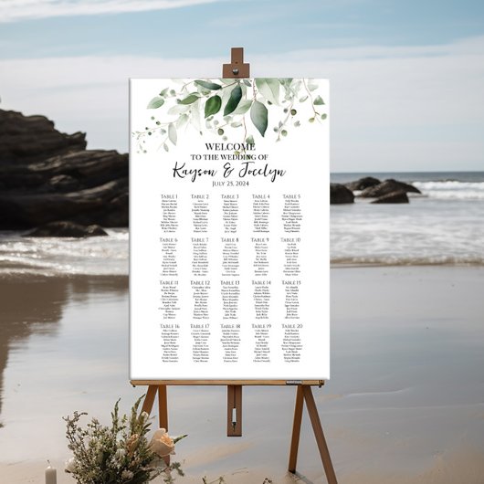 Groen elegant bruiloft zitgrafiek 20 tafels poster