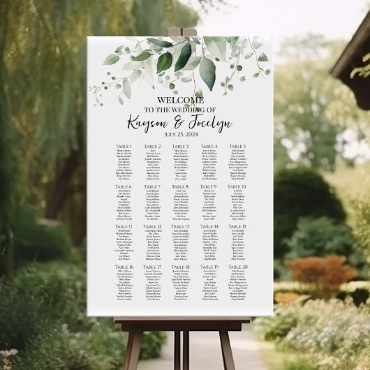 Groen elegant bruiloft zitgrafiek 20 tafels poster