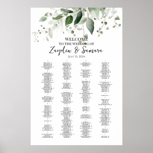 Groen elegant bruiloft zitgrafiek poster (Voorkant)