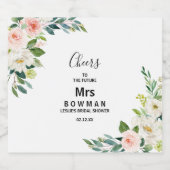 Groen Elegant Bruiloftsfeest met Bloemen Sparkling Wijnetiket (Enkel label)