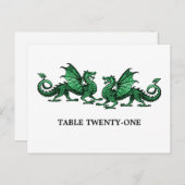 Groen Elegant Dragons Tabelnummer Briefkaart (Voorkant / Achterkant)