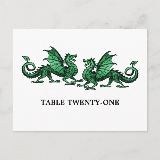 Groen Elegant Dragons Tabelnummer Briefkaart (Voorkant)