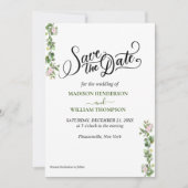 Groen Elegant en Bloemen Bruiloft Save The Date Kaart (Voorkant)