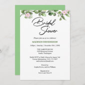 Groen Elegant en Bloemen Bruiloft Vrijgezellenfees Kaart (Voorkant / Achterkant)