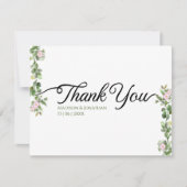 Groen Elegant en mooi bloemenhuwelijk Bedankkaart (Voorkant)