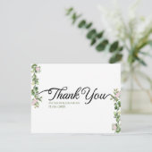 Groen Elegant en mooi bloemenhuwelijk Bedankkaart (Staand voorkant)