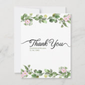 Groen Elegant en mooi bloemenhuwelijk Bedankkaart (Voorkant)