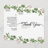 Groen Elegant en mooi bloemenhuwelijk Bedankkaart (Voorkant / Achterkant)