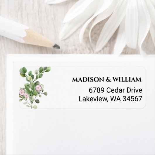 Groen Elegant en mooi bloemenhuwelijk Etiket (Insitu)