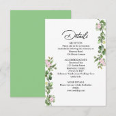 Groen Elegant en mooi bloemenhuwelijk Informatiekaartje (Voorkant / Achterkant)