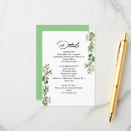 Groen Elegant en mooi bloemenhuwelijk Informatiekaartje