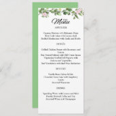 Groen Elegant en mooi bloemenhuwelijk Menu (Voorkant / Achterkant)