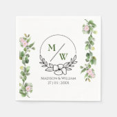 Groen Elegant en mooi bloemenhuwelijk Servet (Voorkant)