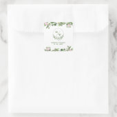 Groen Elegant en mooi bloemenhuwelijk Vierkante Sticker (Tas)