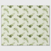 Groen | Elegant Flowers Wrapping Paper Cadeaupapier (Vlak)