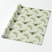 Groen | Elegant Flowers Wrapping Paper Cadeaupapier (Uitgerold)