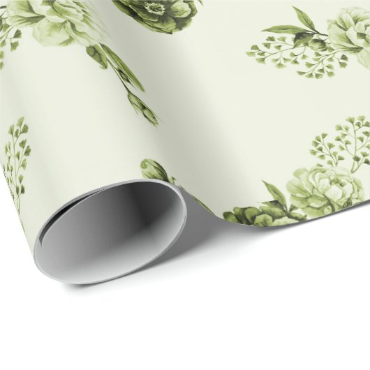 Groen | Elegant Flowers Wrapping Paper Cadeaupapier (Rol Hoek)