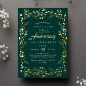 Groen Elegant Gold Leaf Jubileum Folie Uitnodiging