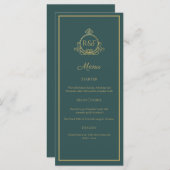 Groen Elegant Golden Calligraphy Wedding Menu (Voorkant / Achterkant)