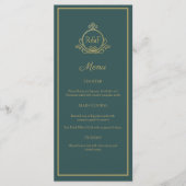 Groen Elegant Golden Calligraphy Wedding Menu (Voorkant)