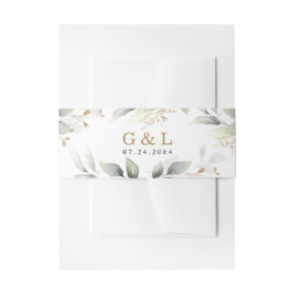 Groen Elegant Groen en Goud Rustieke Bruiloft Uitnodigingen Wikkel