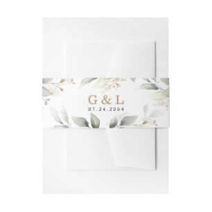 Groen Elegant Groen en Goud Rustieke Bruiloft Uitnodigingen Wikkel