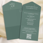 Groen Elegant Huwelijk QR Code Custom All In One Uitnodiging