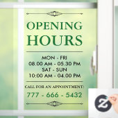 Groen Elegant Kleine Bedrijf Openingstijden Nummer Raamsticker (Huis)
