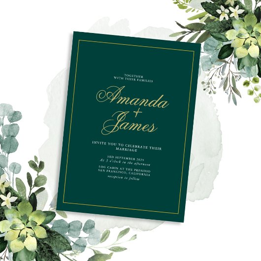 Groen Elegant Lijst bruiloft Kaart