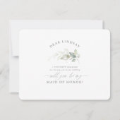 Groen Elegant Maid of Honor Bruidsmeisje Voorstel Kaart (Voorkant)