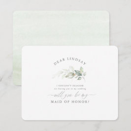 Groen Elegant Maid of Honor Bruidsmeisje Voorstel Kaart