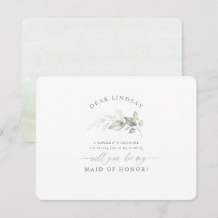 Groen Elegant Maid of Honor Bruidsmeisje Voorstel Kaart