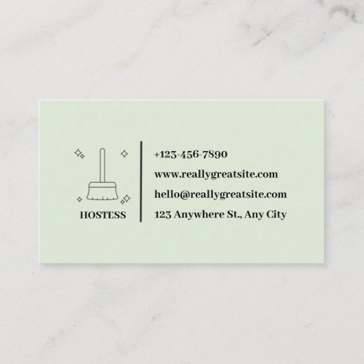 Groen Elegant Minimalistisch Schoonmakend Bedrijf Visitekaartje (Achterkant)