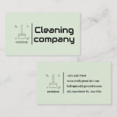 Groen Elegant Minimalistisch Schoonmakend Bedrijf Visitekaartje (Voorkant / Achterkant)