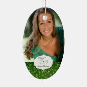 Groen elegant patroon afstuderen fotoversiering keramisch ornament (Rechts)