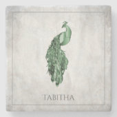 Groen Elegant Peacock - Aangepast Onderzetter met (Voorkant)