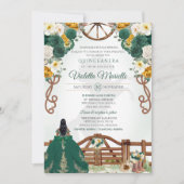 Groen Elegant Rustiek Western Charro Quinceanera Kaart (Voorkant)