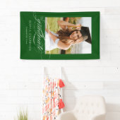 Groen Elegant Script Afstuderen Photo Party Spandoek (Insitu)