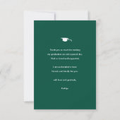 Groen Elegant Script Minimalist Photo Afstuderen Bedankkaart (Achterkant)