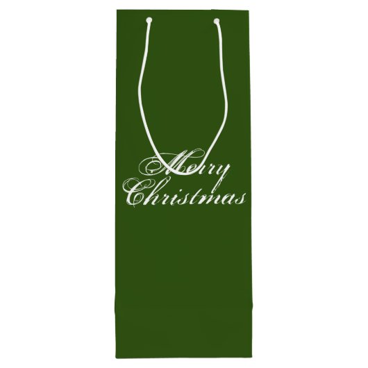 Groen elegant script voor prettig kerstbos eenvoud wijn cadeautas (Achterkant)