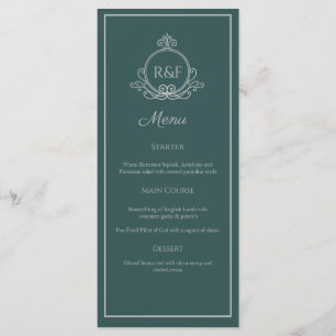 Groen Elegant Silver Calligraphy Wedding Menu