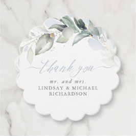 Groen Elegant Stoffig Blauw Bruiloft Dank u Bedankjes Labels